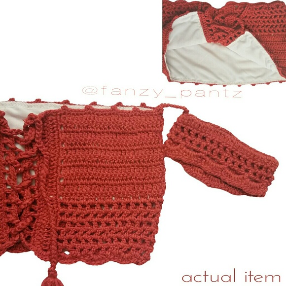 Crochet lace up bikini 2 piece swimsuit - Picture 5 of 7